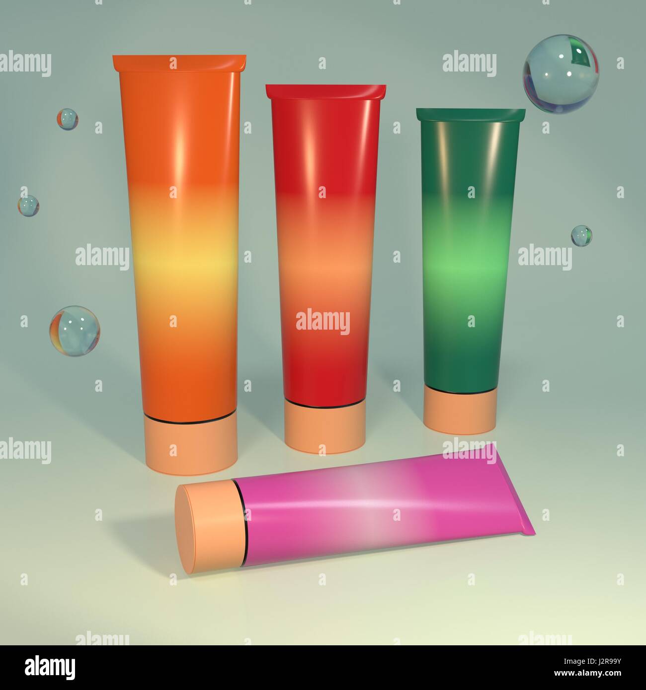 cosmetic aids products in tubes 3d illustration Stock Photo