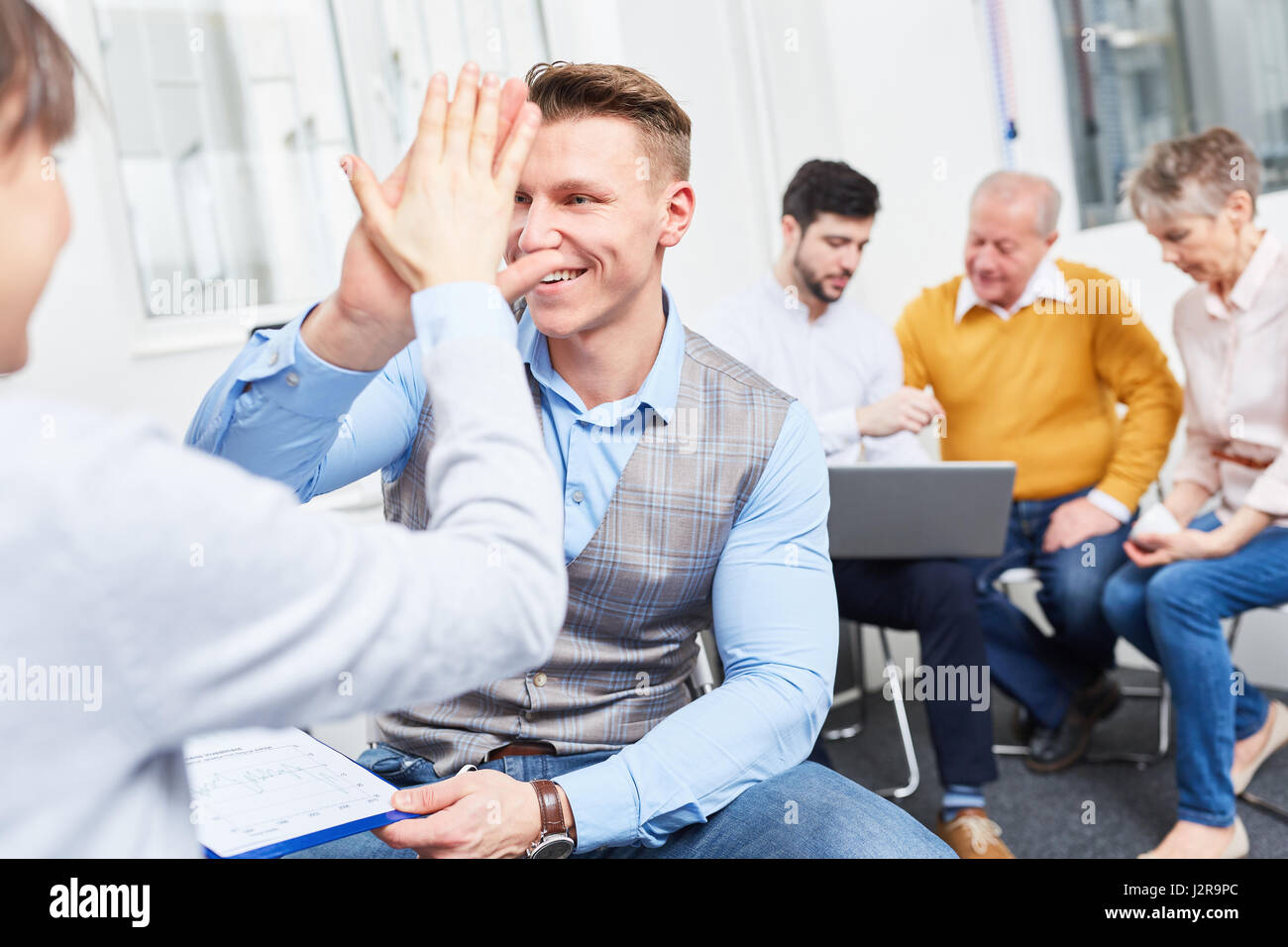 Motivation for success with High Five as partnership concept Stock ...
