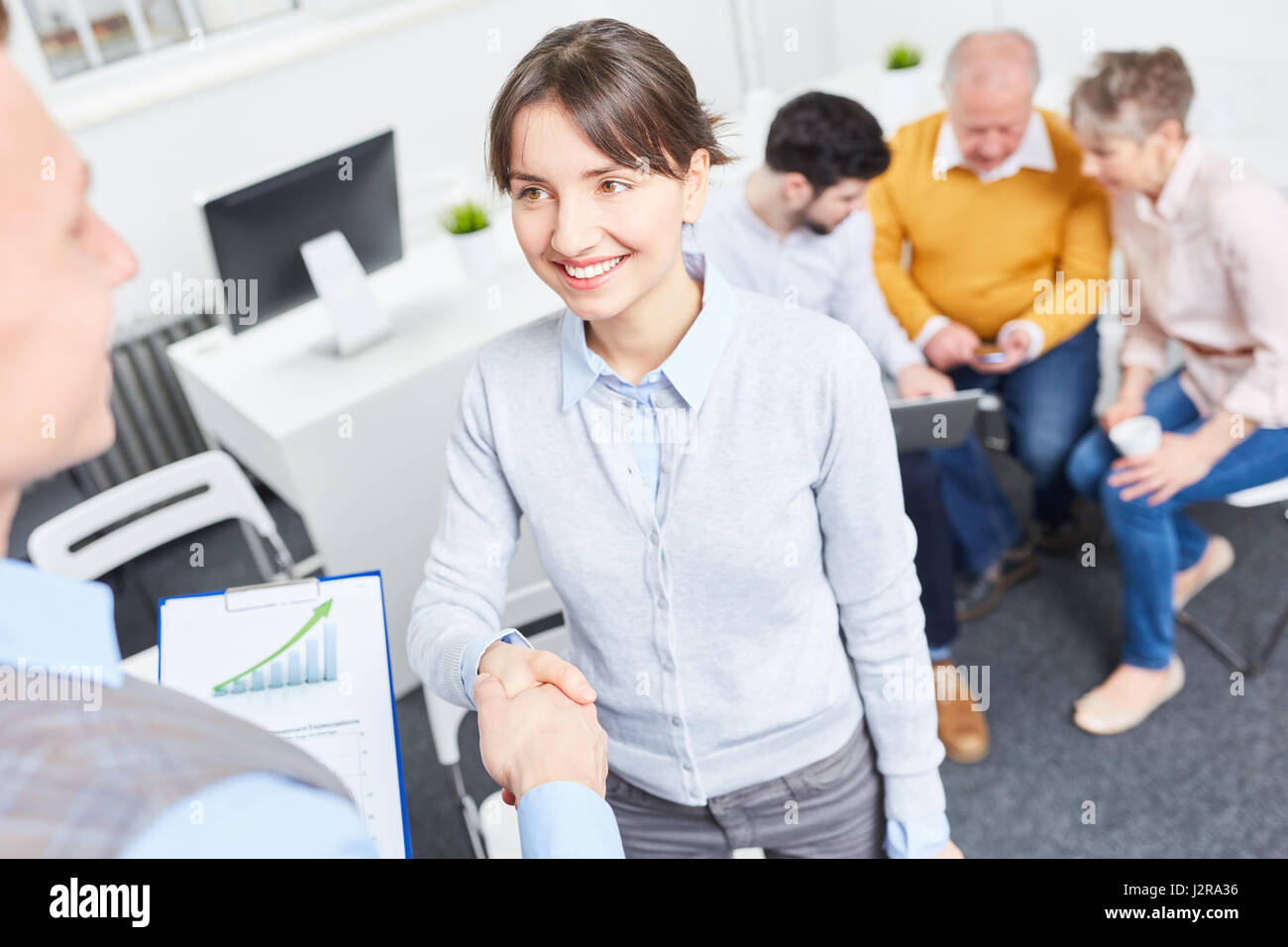 Young woman as job application candidate for business consulting trainee programm Stock Photo