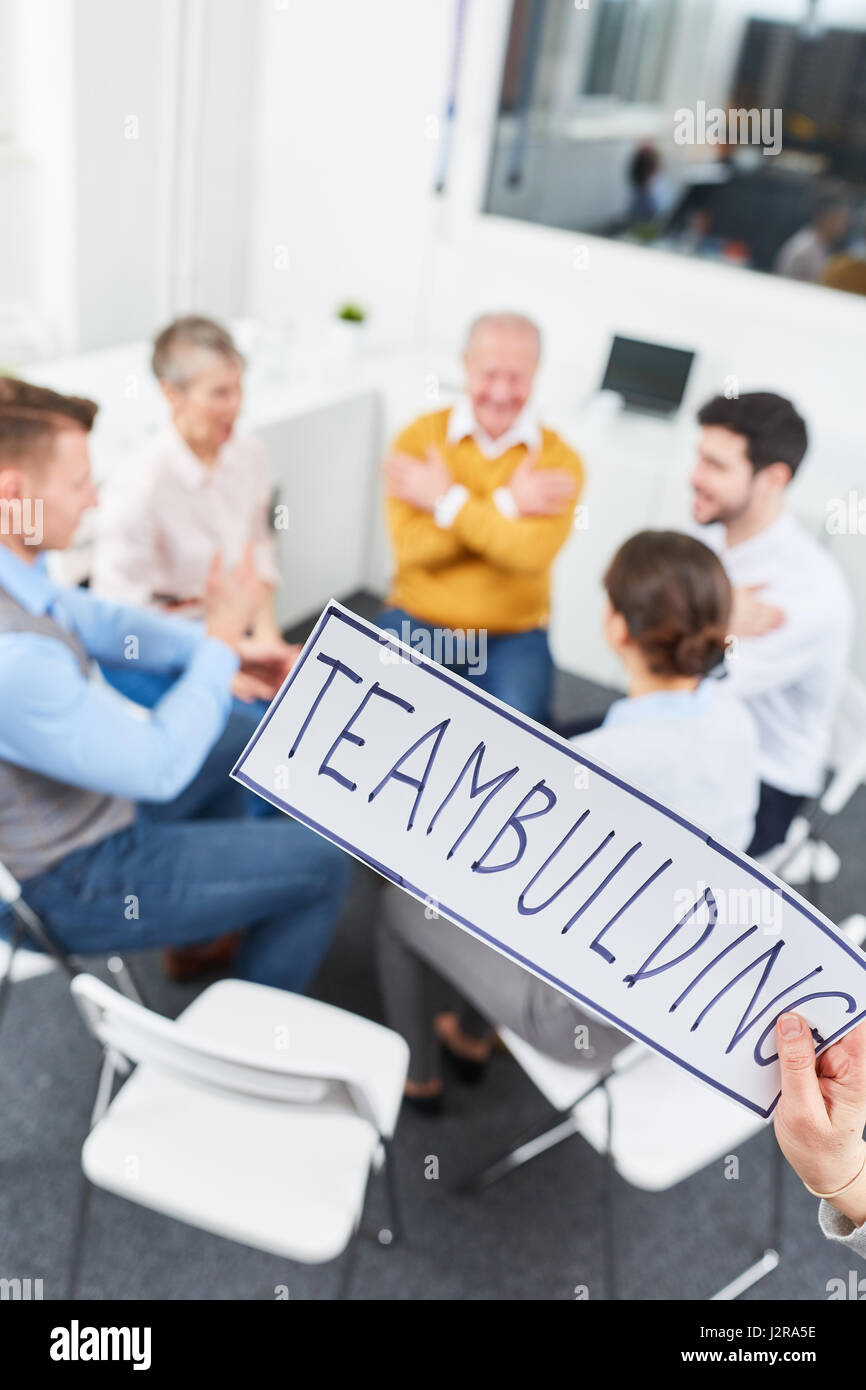 Business teambuilding training in office Stock Photo