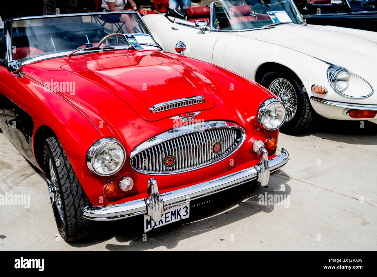 Red Austin Healey sports Car at La Jolla Concourse d"Elegance car show