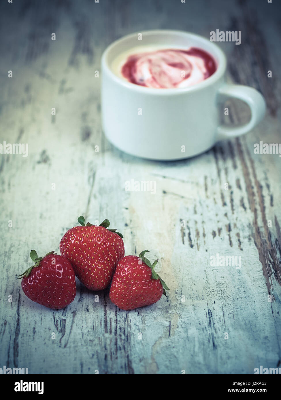 Tasty Strawberries yoghurt Stock Photo