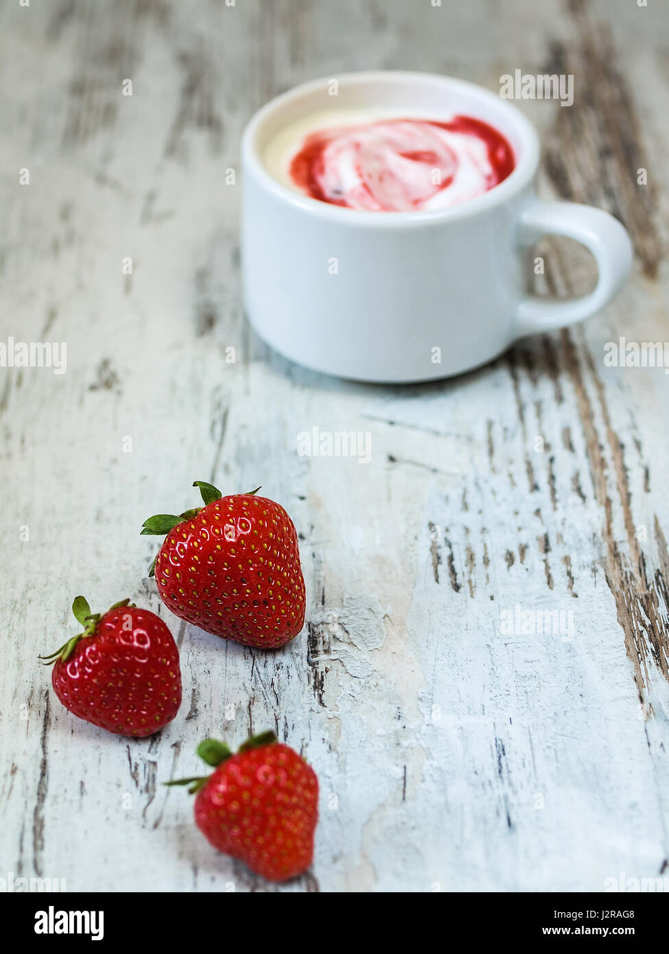 Tasty Strawberries yoghurt Stock Photo