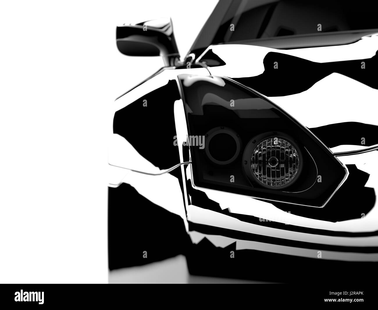 A generic sport elegant black car illuminated Stock Photo