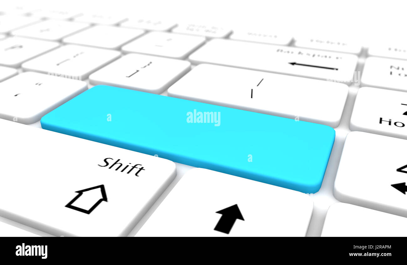 Keyboard with blue blank Enter button like copyspace Stock Photo