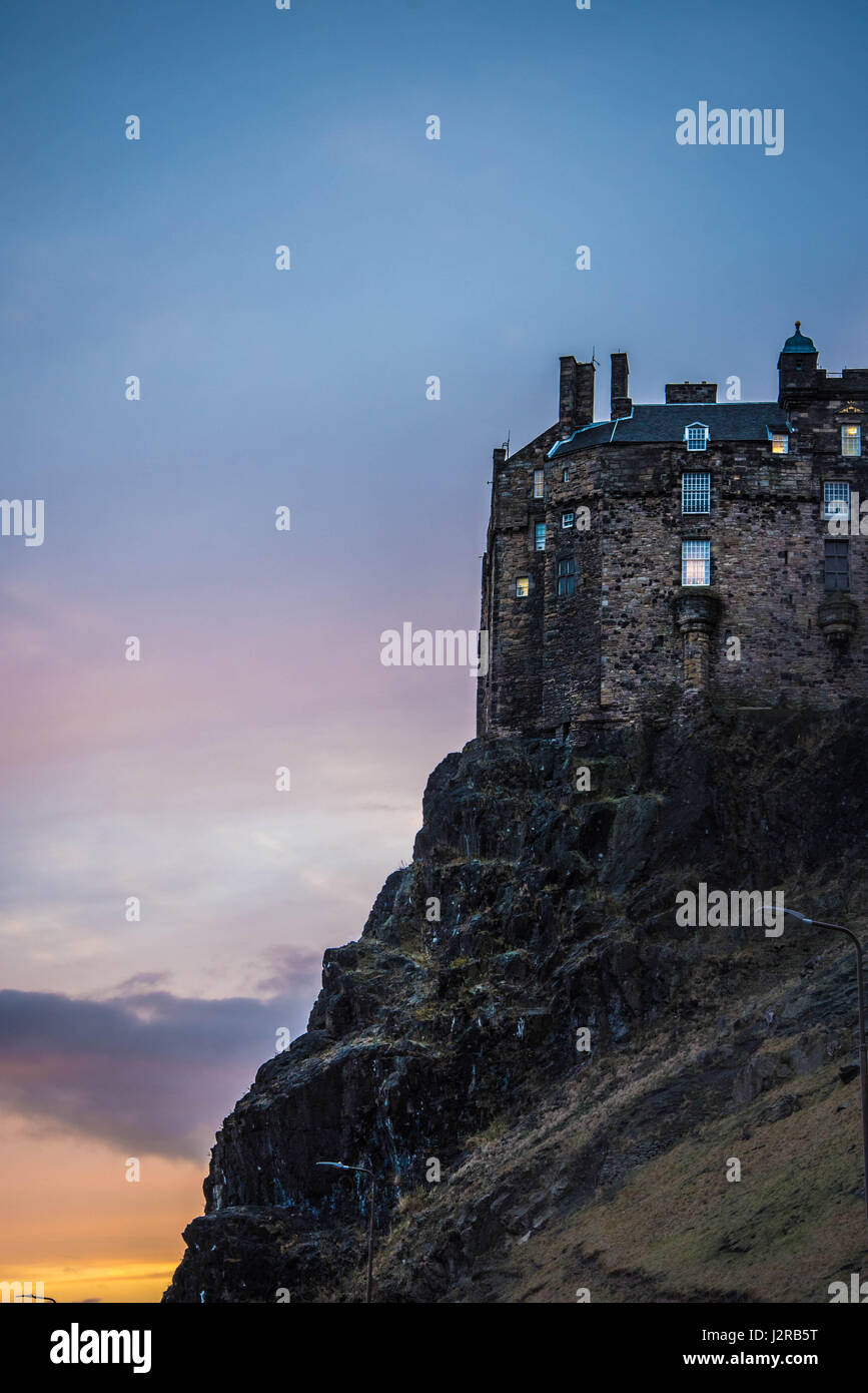 Edinburgh Castle at Sunset, Scotland Stock Photo
