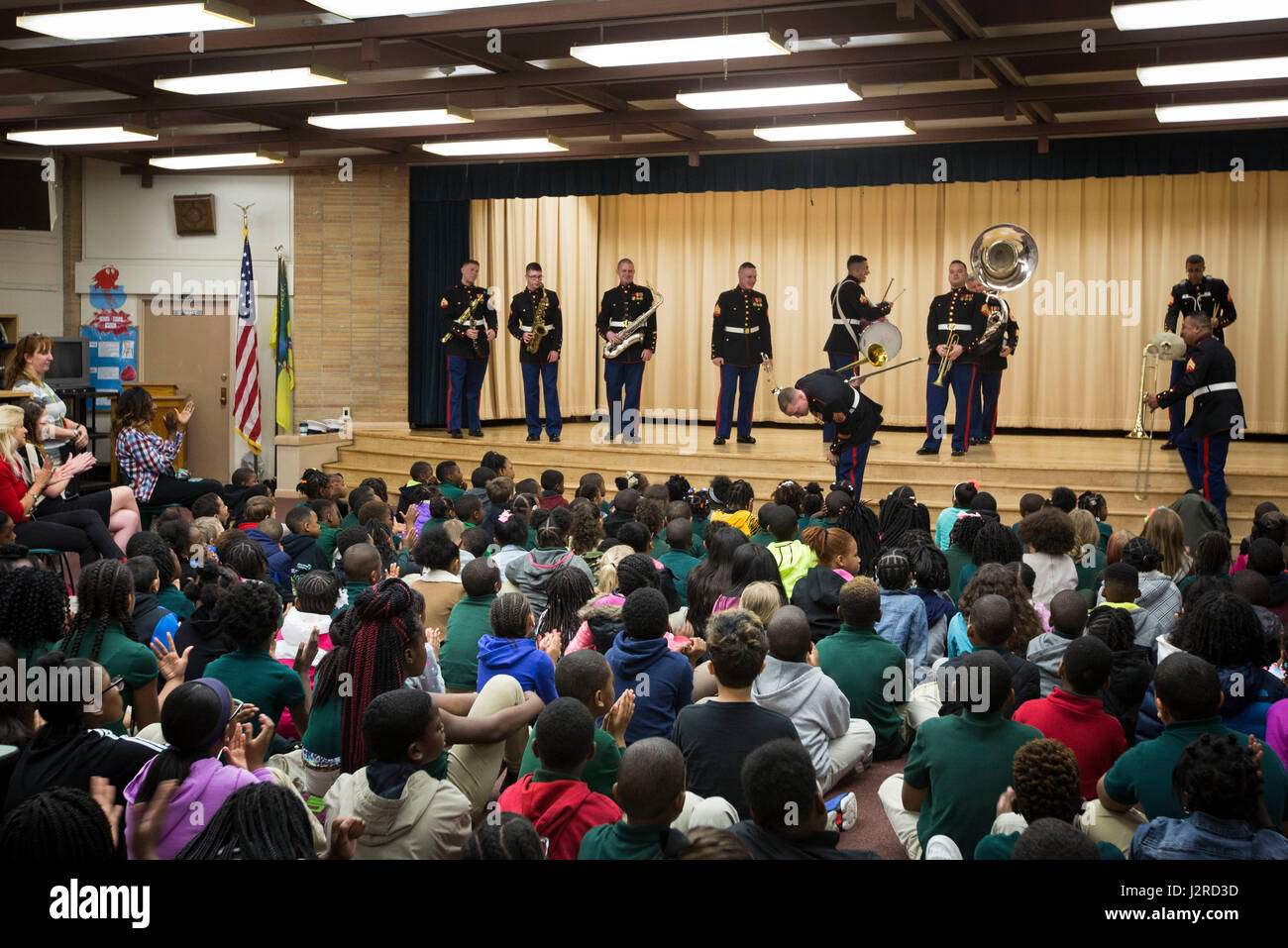 U.S. Marines with the Quantico Marine Corps Band perform during a