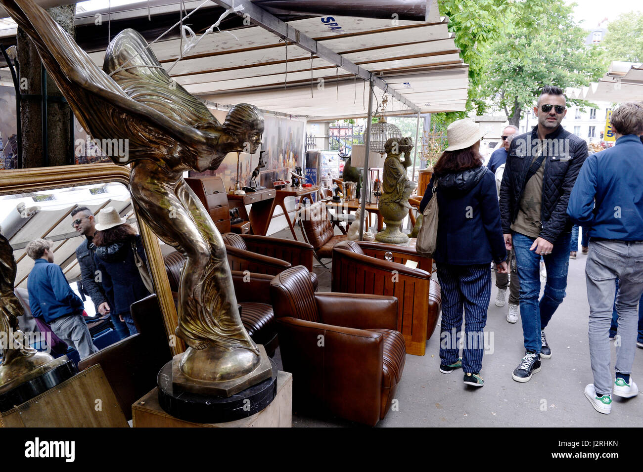 Secondhand trade in avenue de Trudaine, Paris 9th, France Stock Photo