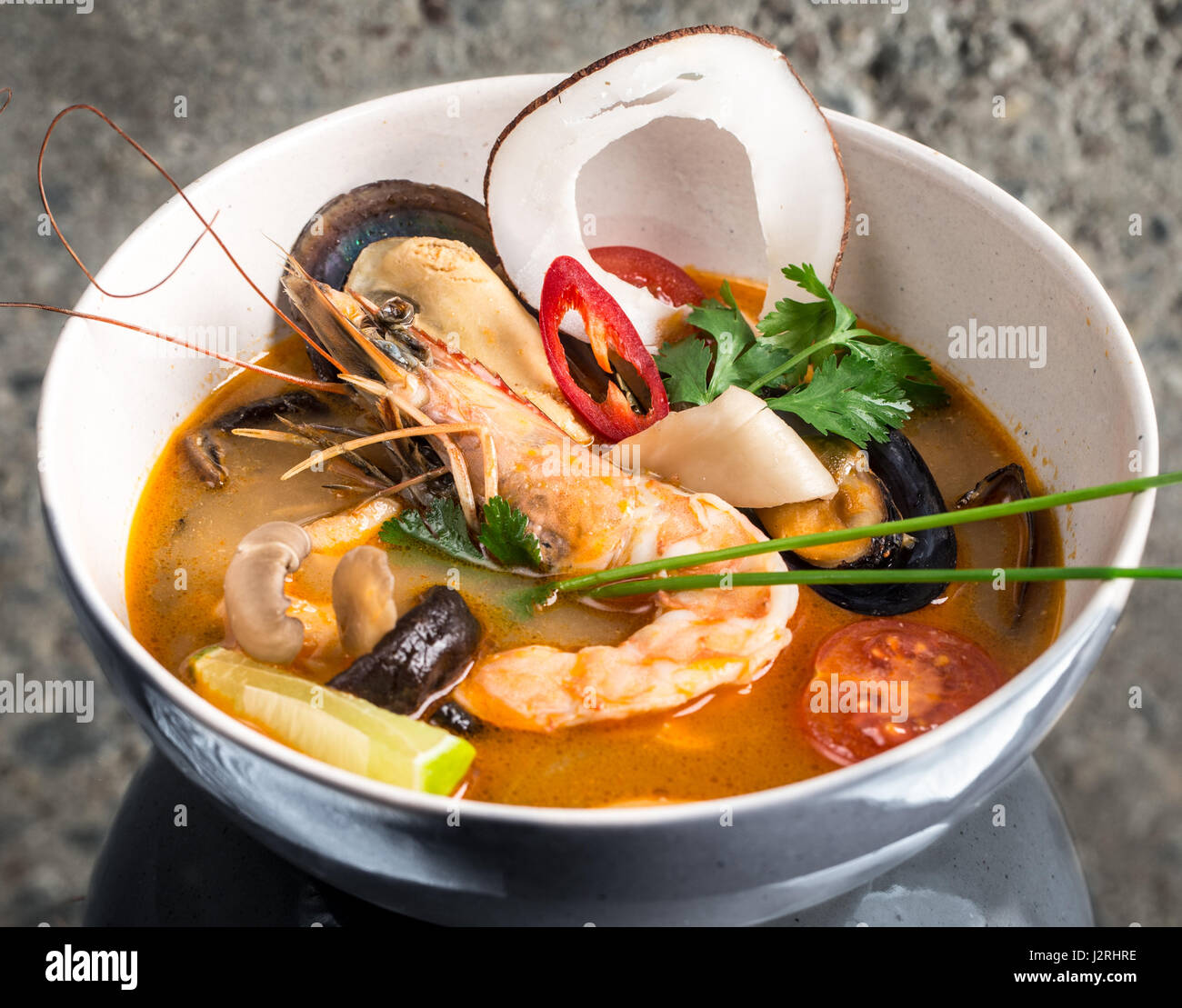 Tom Yum Goong thai soup Stock Photo