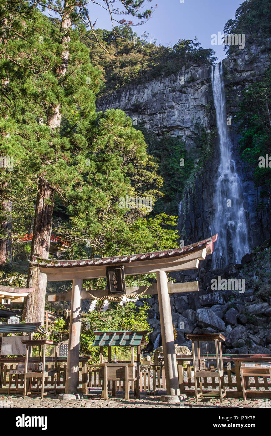 Kumano Nachi Taisha Shrine & Nachi Waterfall are part of the UNESCO World Heritage Sacred Sites and Pilgrimage Routes in the Kii Mountain Range of Jap Stock Photo
