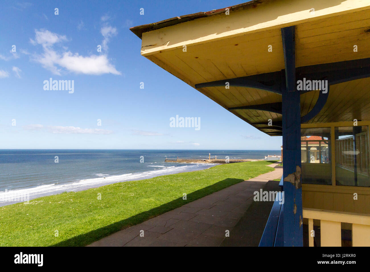 Victorian style shelter along the top of West Cliff, Whitby, North