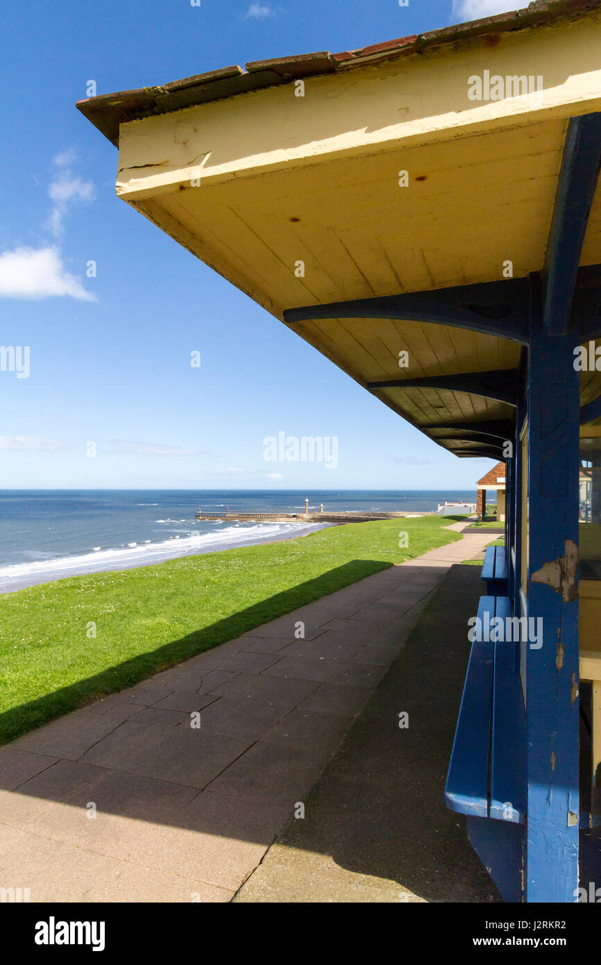 Victorian style shelter along the top of West Cliff, Whitby, North