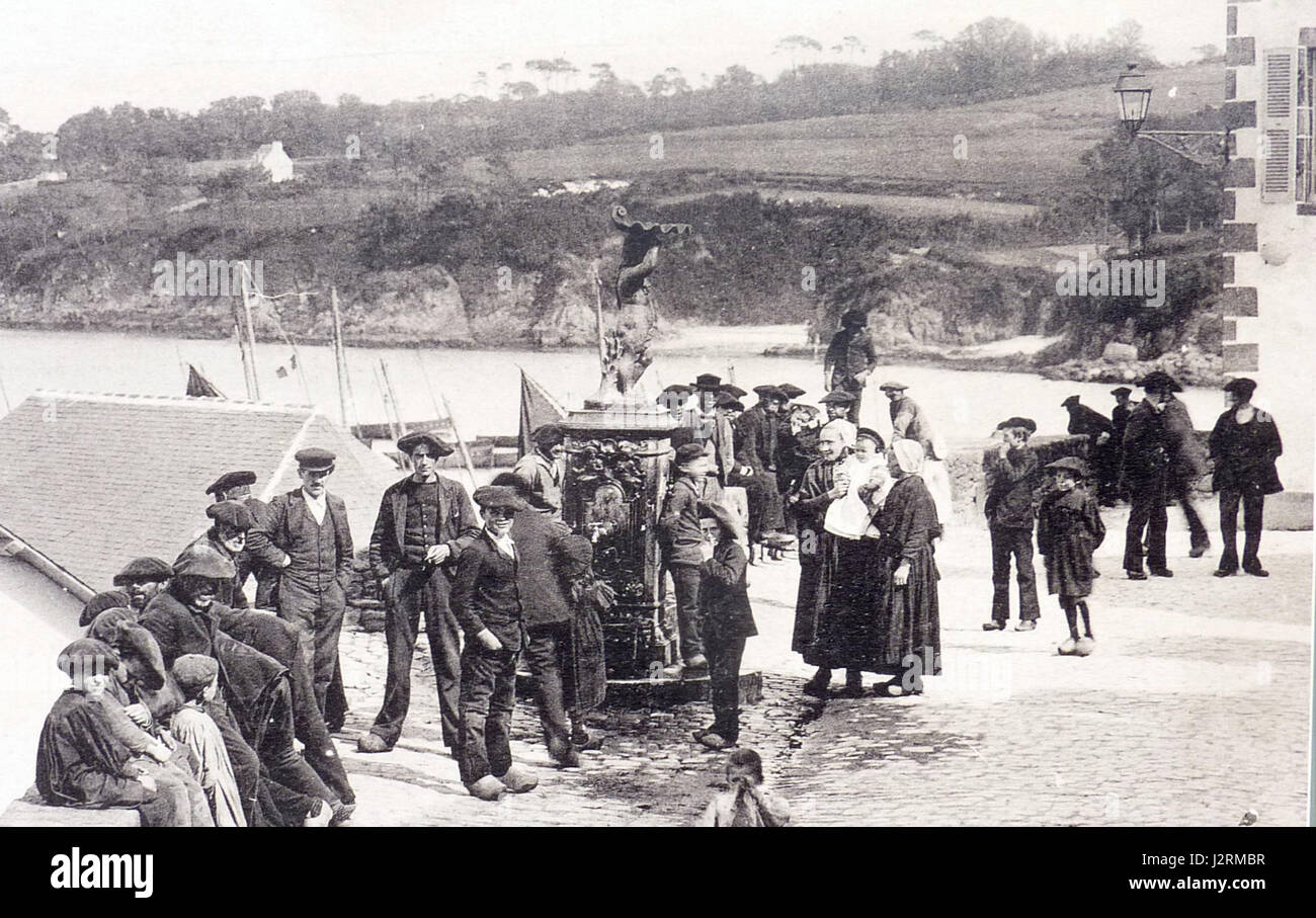 Douarnenez, located in Brittany, France, is a port town known for its maritime history. This title likely refers to a historical context in the 20th century, marking events or moments significant to the town. Stock Photo
