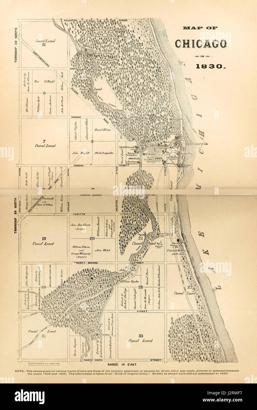 1830 Map of Chicago Stock Photo - Alamy