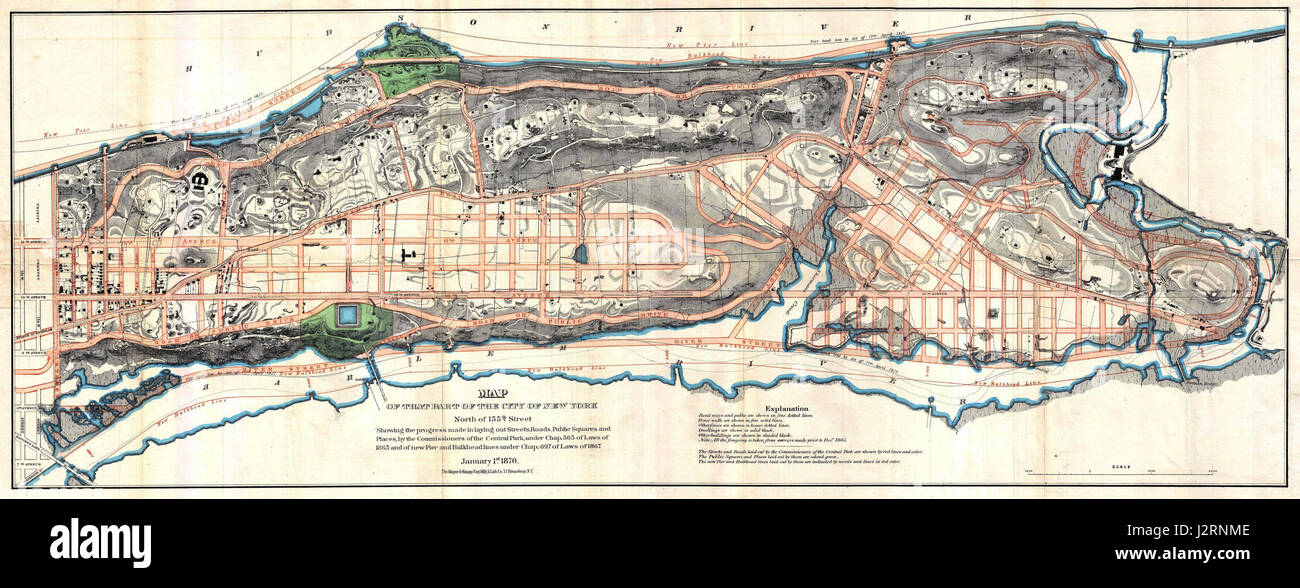 1870 Knapp Map of Northern Manhattan ( New York City ), Harlem, Washington Heights, Inwood - Geographicus - NorthernManhattan-knapp-1870 Stock Photo