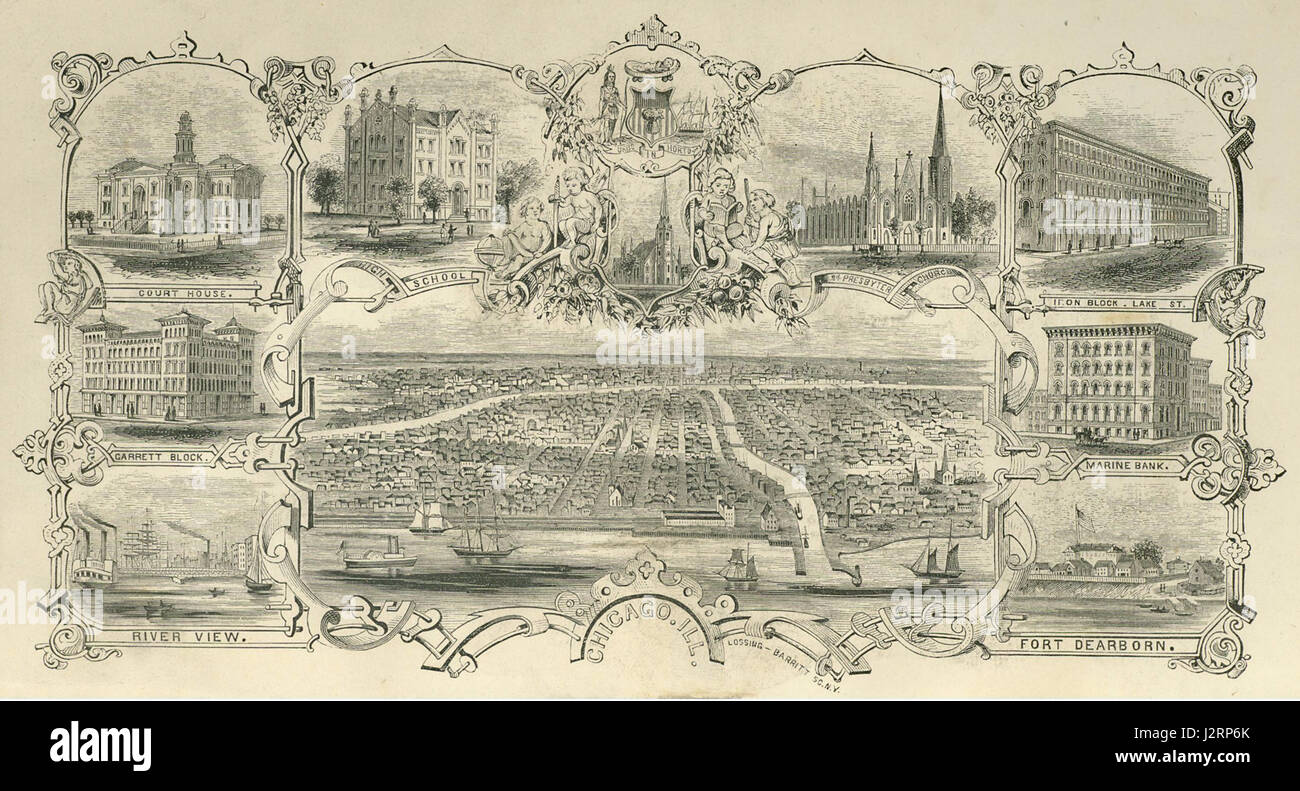 1857 Chicago view Stock Photo