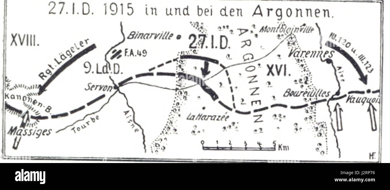 Map page 42: 27th Infantry Division in the Argonne 1915 Stock Photo