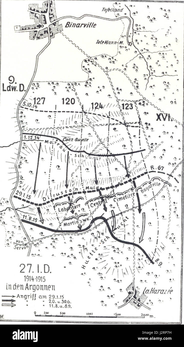 Map page 42: 27th Infantry Division Argonne 1915 Stock Photo