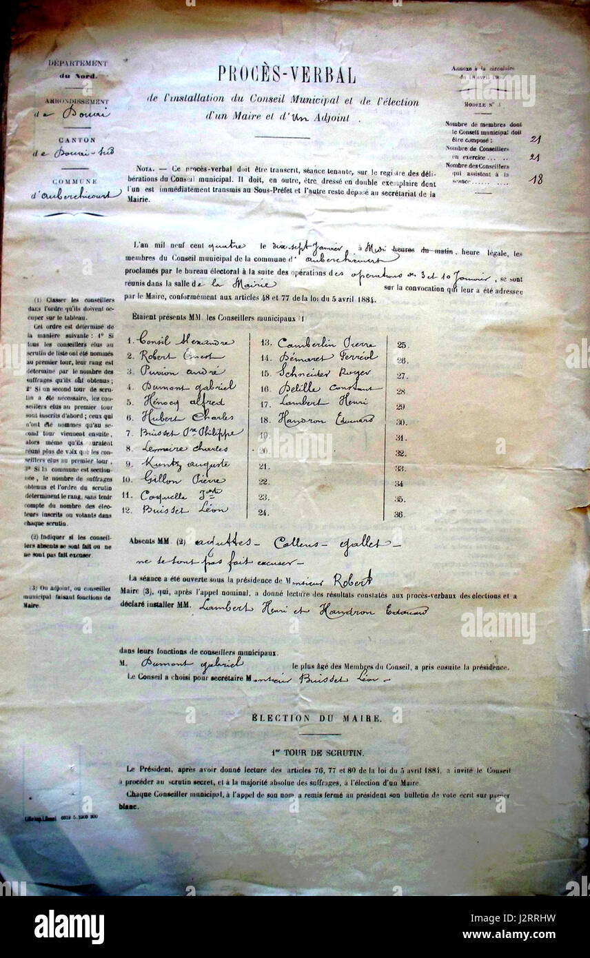 1904-1 Installation Conseil Municipal Stock Photo