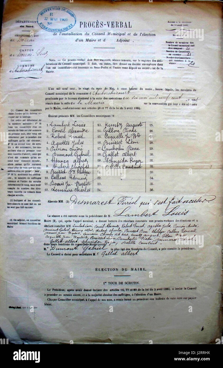 1900 Installation Conseil Municipal Stock Photo