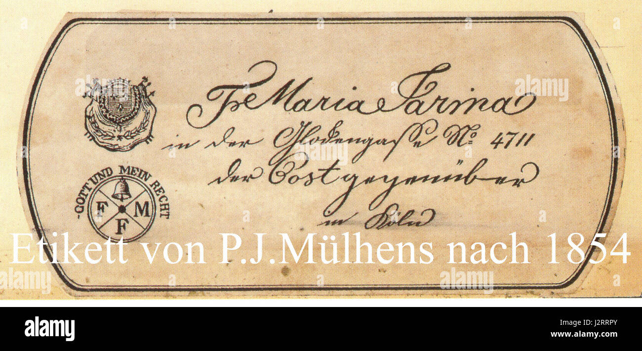 1856-Etikett-Muelhens Stock Photo