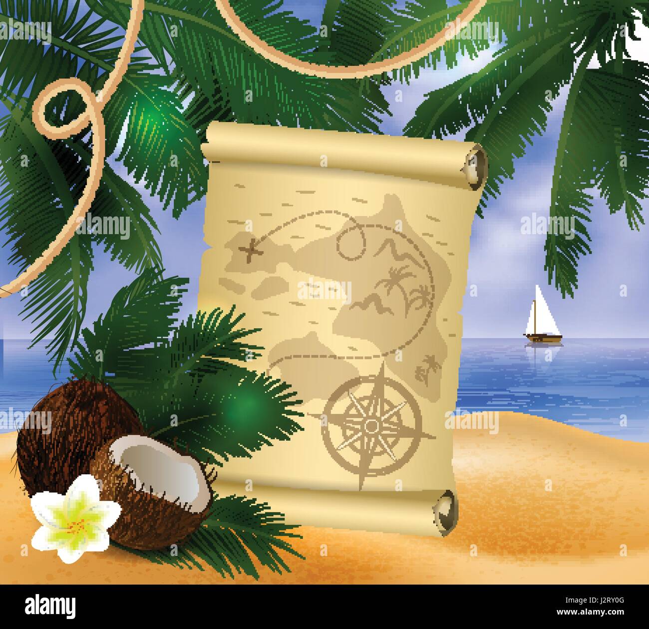 pirate treasure map on tropical background Stock Vector Image & Art - Alamy