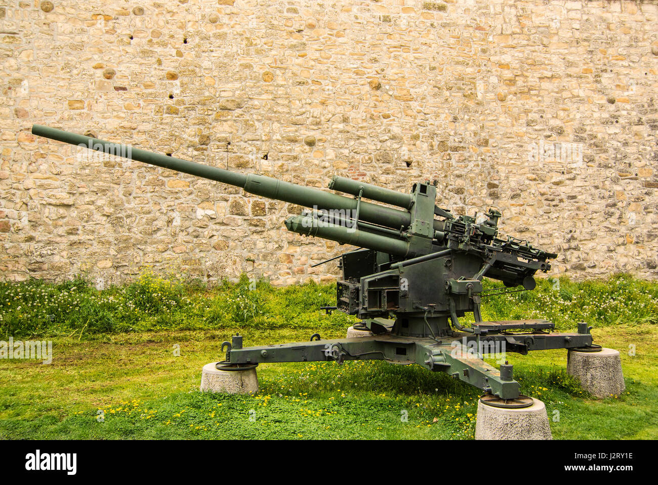 Second World War German aircraft-defense cannon Flak 88 at the Military Museum Belgrade Stock Photo