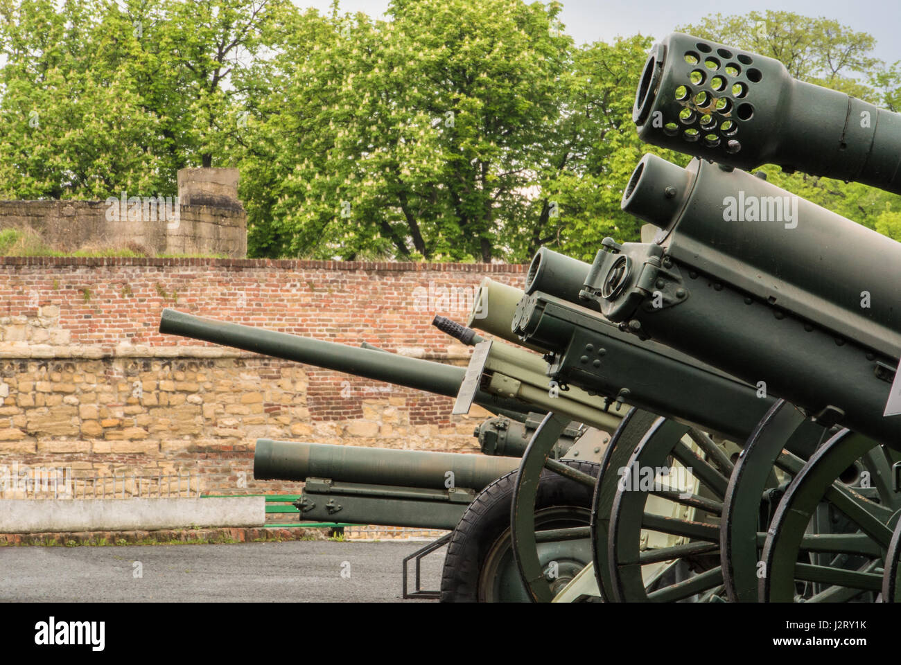 Collection of Second World War cannons at the Belgrade Military Museum Stock Photo