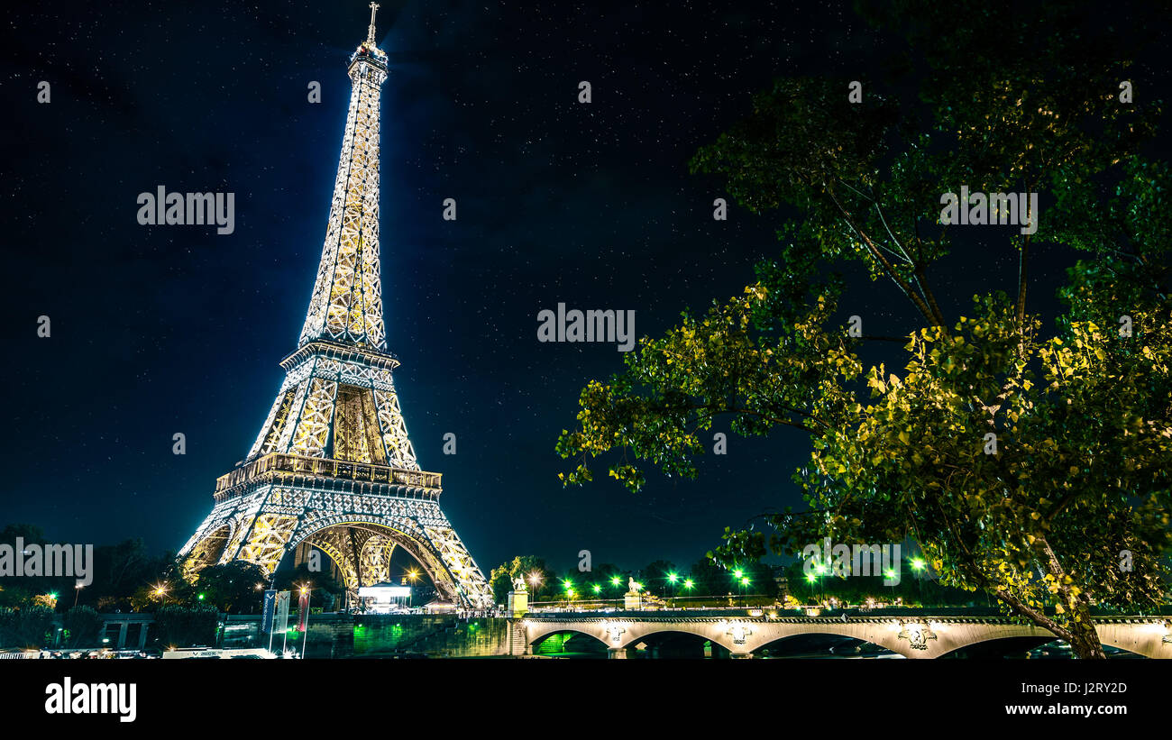 Eiffel enlightned Stock Photo