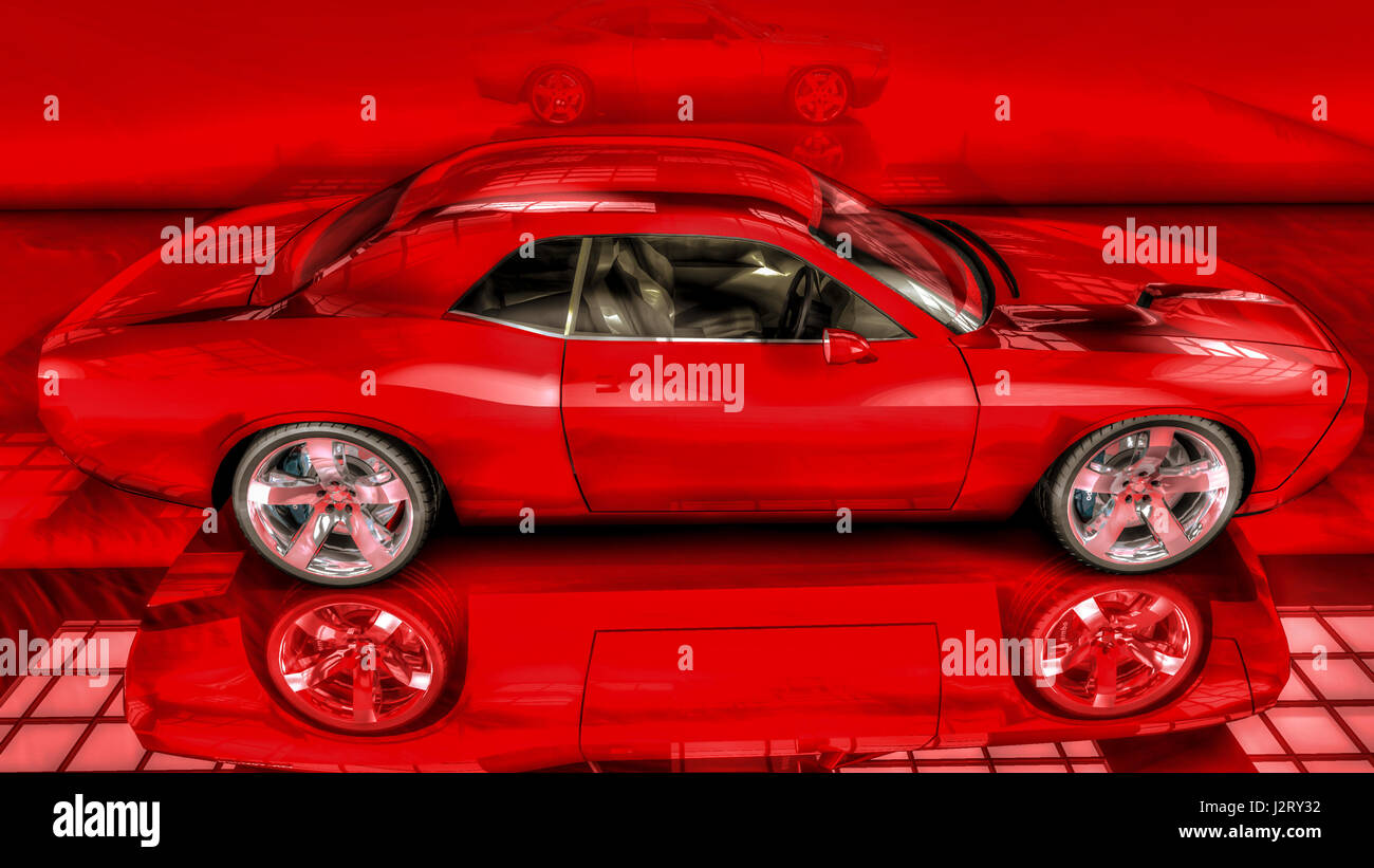 Red car reflexions Stock Photo