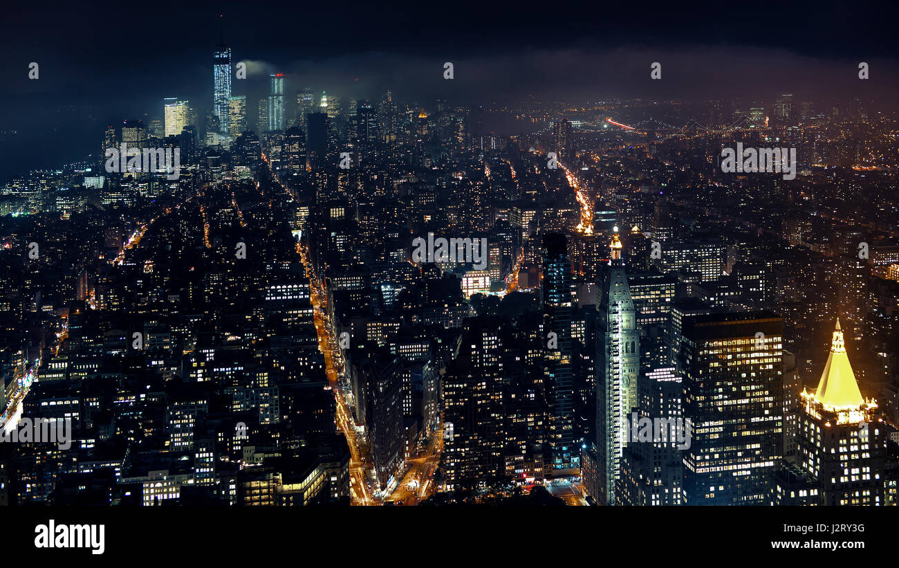 Cloudy cityscape night Stock Photo