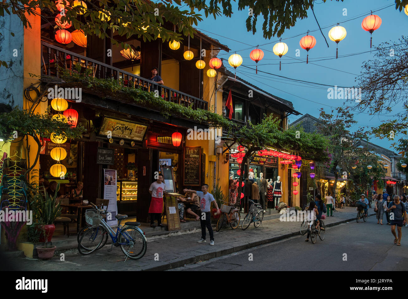 Hoi An night street scene Stock Photo