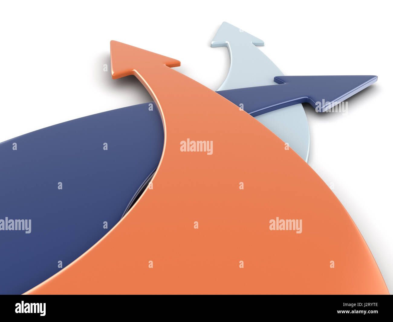 3d image of arrows in three directions. Image with clipping path Stock