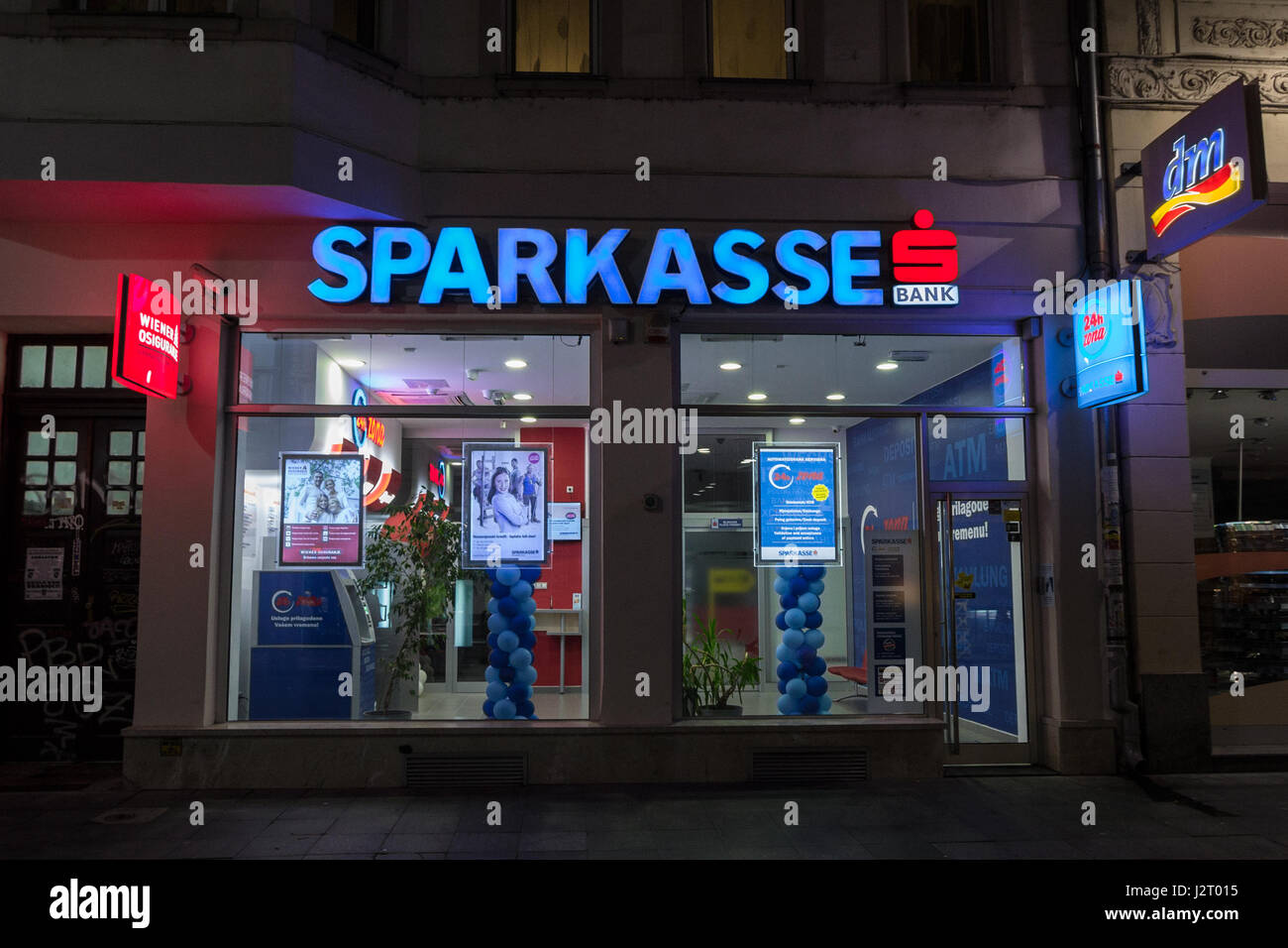 SARAJEVO, BOSNIA AND HERZEGOVINA - APRIL 16, 2017: Office of a Sparkasse bank in Bosnia. Sparkasse is one of the main banks in Balkans, part of the Au Stock Photo