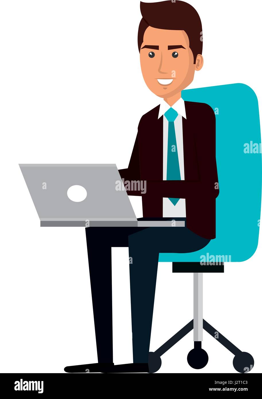 businessman in office chair avatar character icon Stock Vector