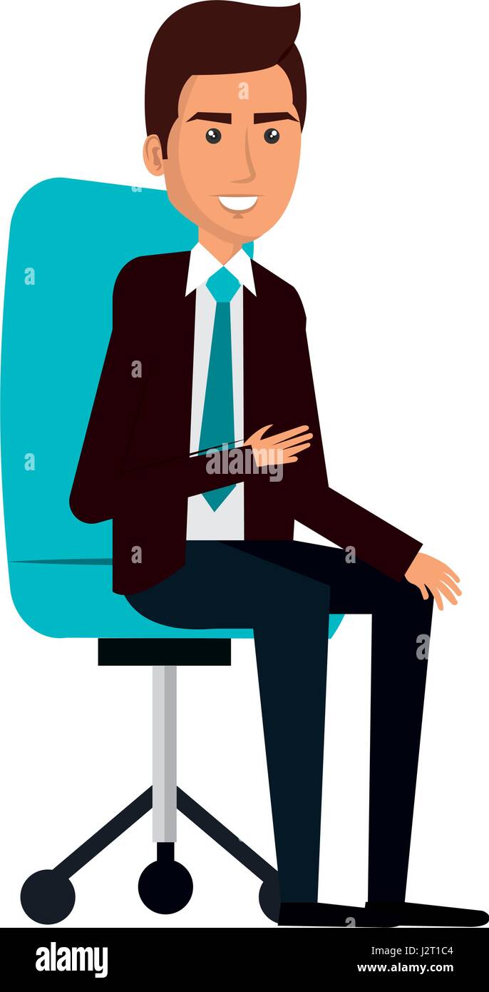 businessman in office chair avatar character icon Stock Vector