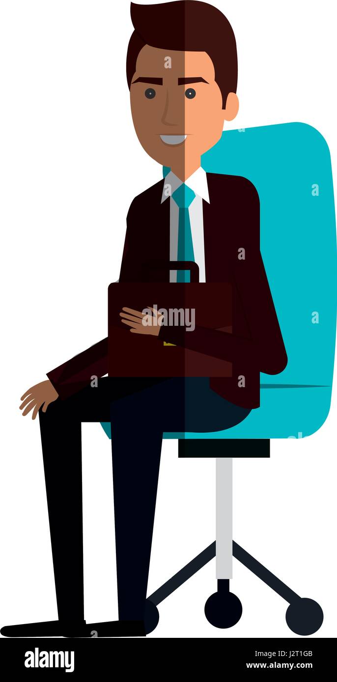 businessman in office chair avatar character icon Stock Vector
