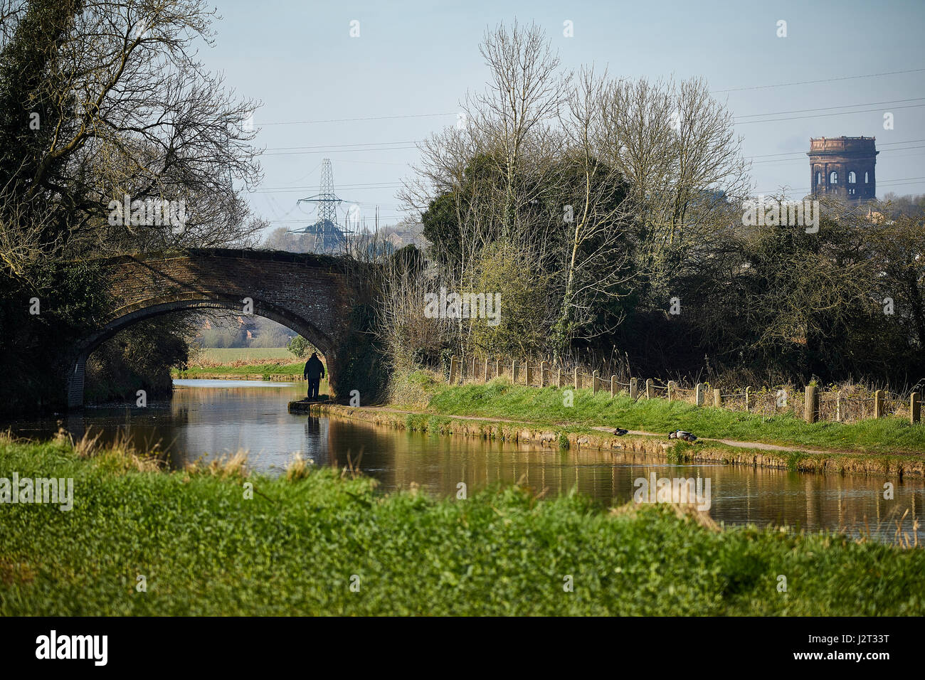 Norton Water Tower in Runcorn from Cheshire Ring Canal, Daresbury, England, nr Warrington Stock Photo