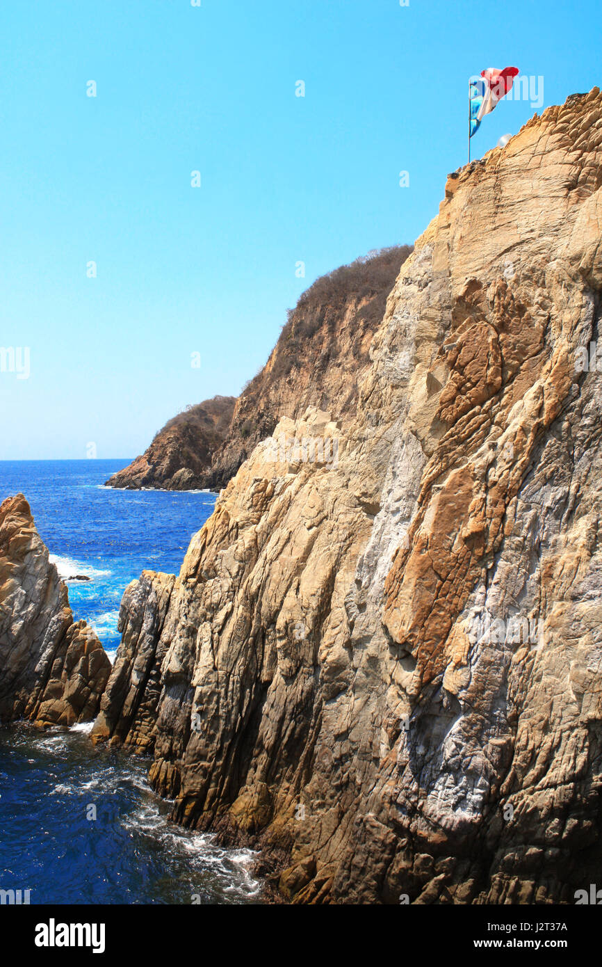 Famous diving cliff La Quebrada and Pacific Ocean in Acapulco, Mexico Stock Photo
