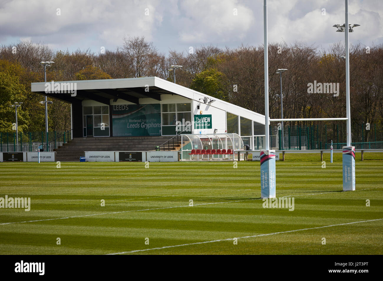 Weetwood Playing Fields University of Leeds rugby pitch and stand