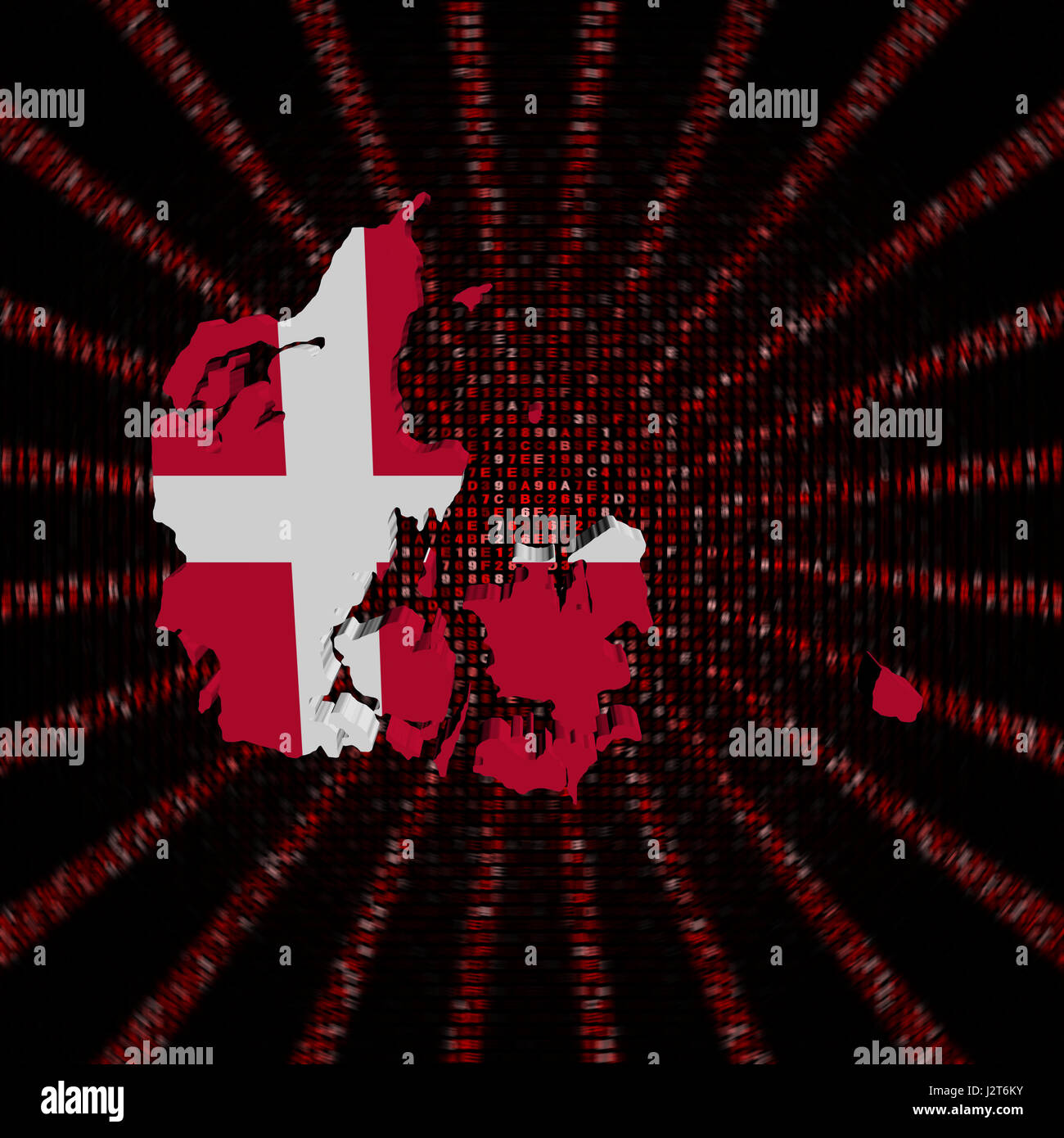 Denmark map flag on red hex code burst illustration Stock Photo Alamy