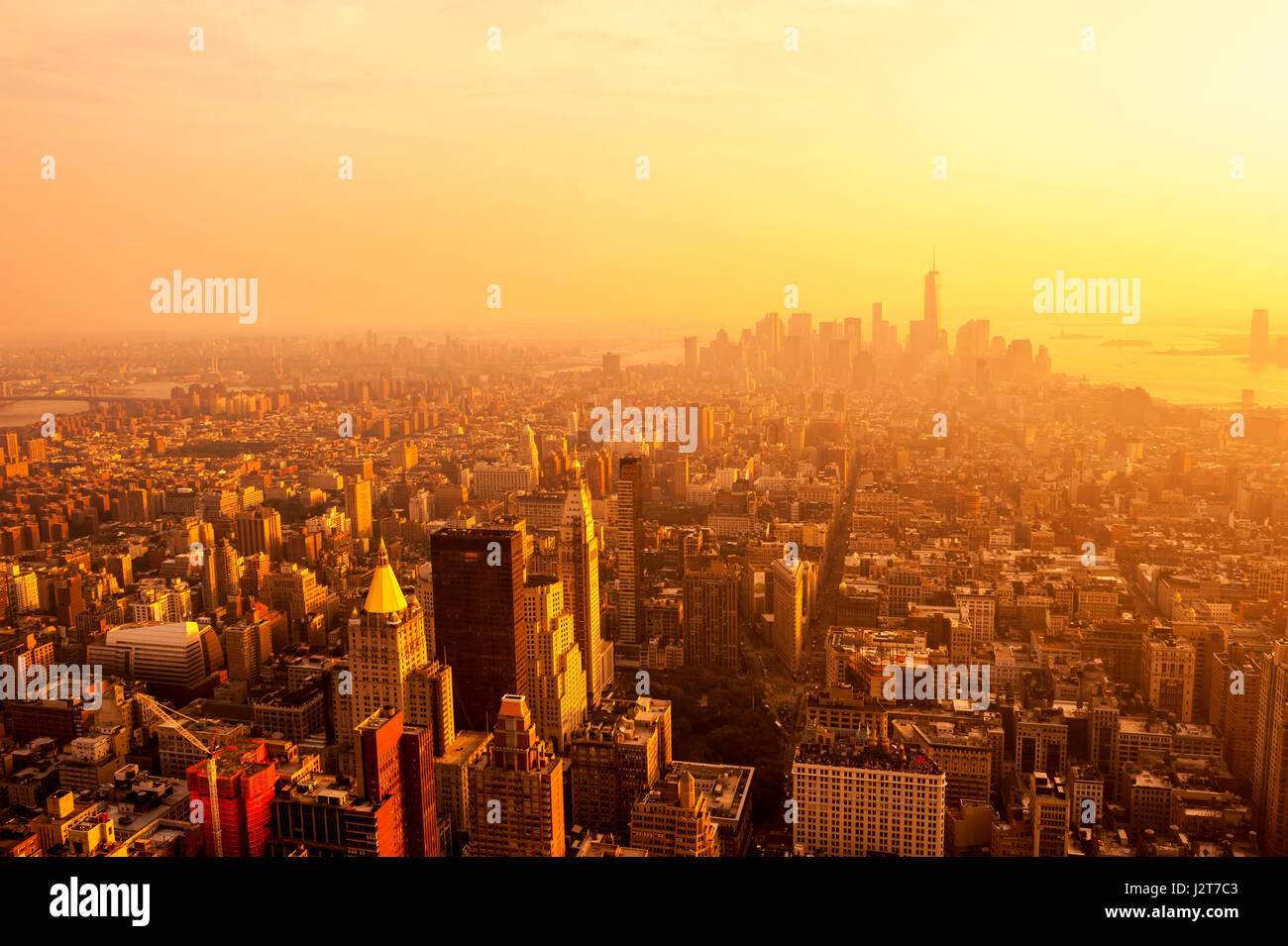 New York City skyline with urban skyscrapers at sunset Stock Photo - Alamy