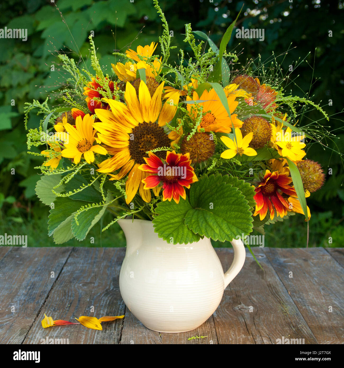 Bouquet of yellow summer flowers Stock Photo