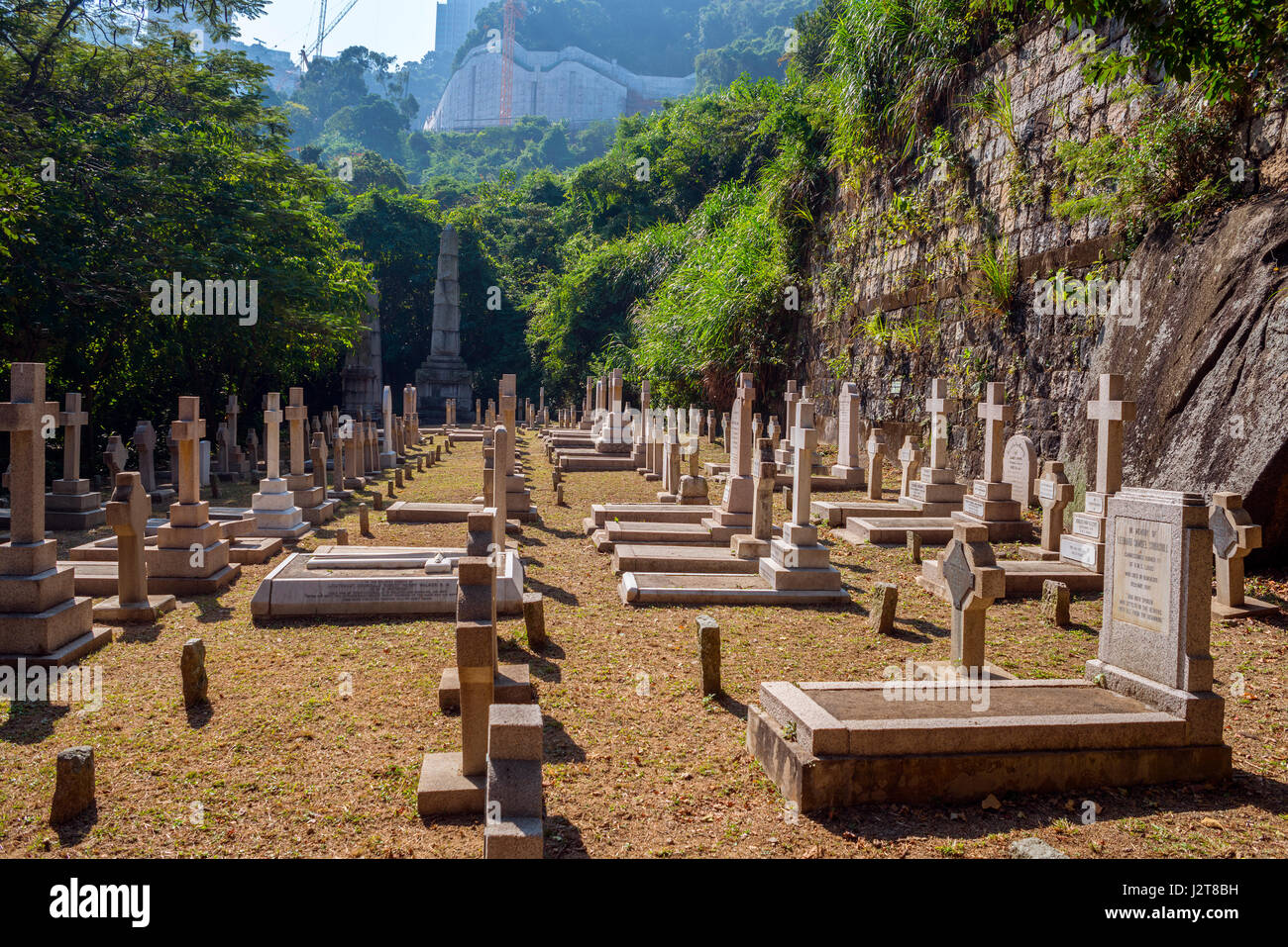 Military Memorials and Graves, Hong Kong Cemetery, Happy Valley, Hong Kong Stock Photo