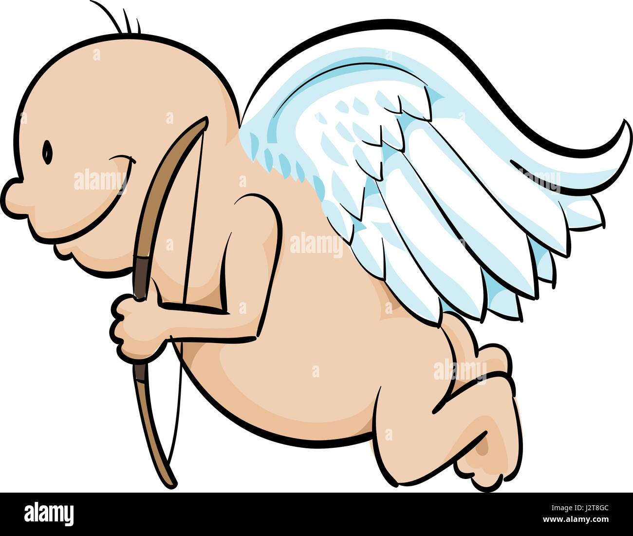 Cute cartoon Cupid with wings and bow. Stock Vector