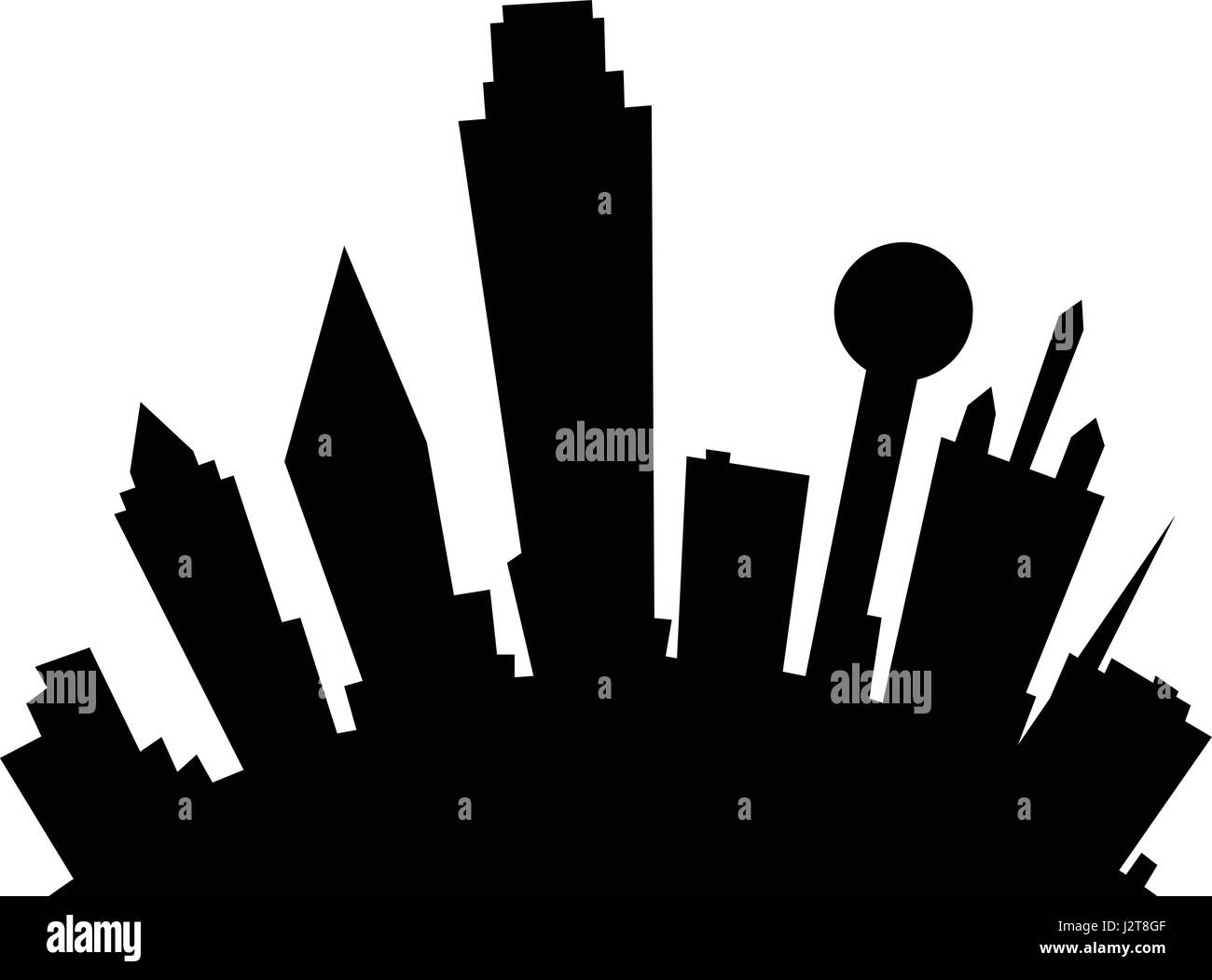 Cartoon skyline silhouette of the city of Dallas, Texas, USA. Stock Vector
