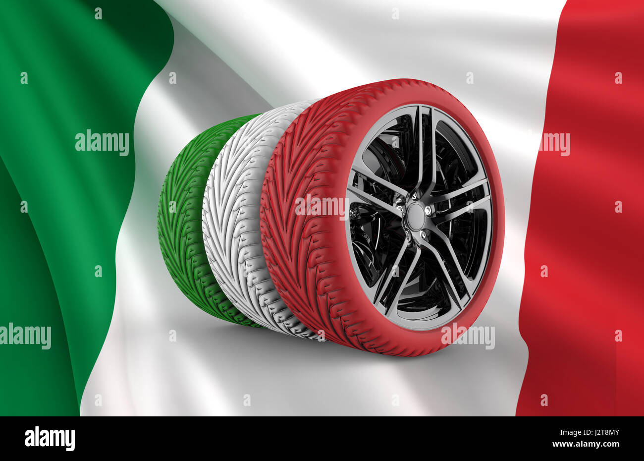 Colorful tires formation isolated on an italian flag Stock Photo Alamy