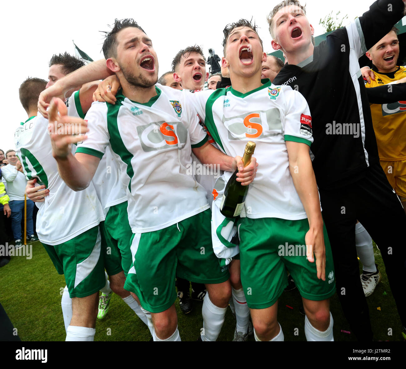 Bognor Regis, UK. 01st May, 2017. Bognor Regis, UK. Bognor Regis Football Club pictured celebrating beating Dulwich Hamlet to win the Ryman Football League Season 2016- 2107 Premier Division Play-off Final to be promoted to the National League South. Credit: Sam Stephenson/Alamy Live News Stock Photo