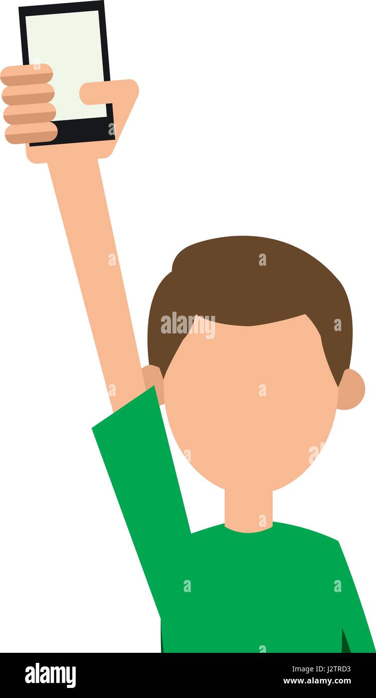 character man young holding smartphone Stock Vector Image & Art - Alamy