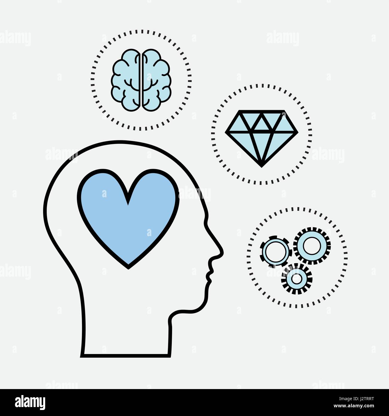 line silhouette head concept mental health Stock Vector Image & Art - Alamy